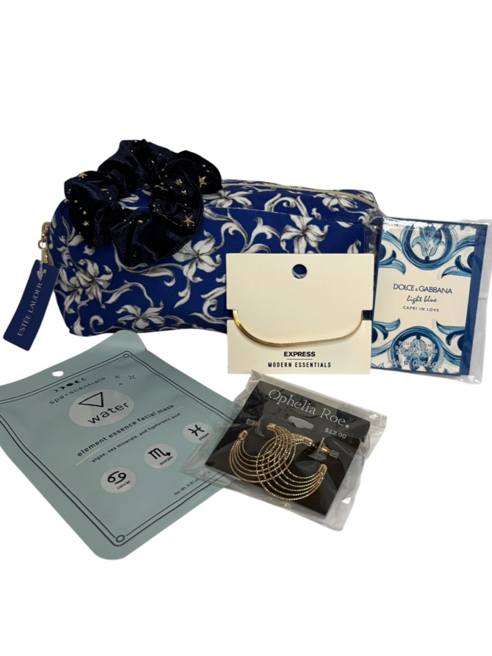 Estee Lauder 6 piece Beauty Bundle with Dolce & Cabana perfume, Express Bracelet